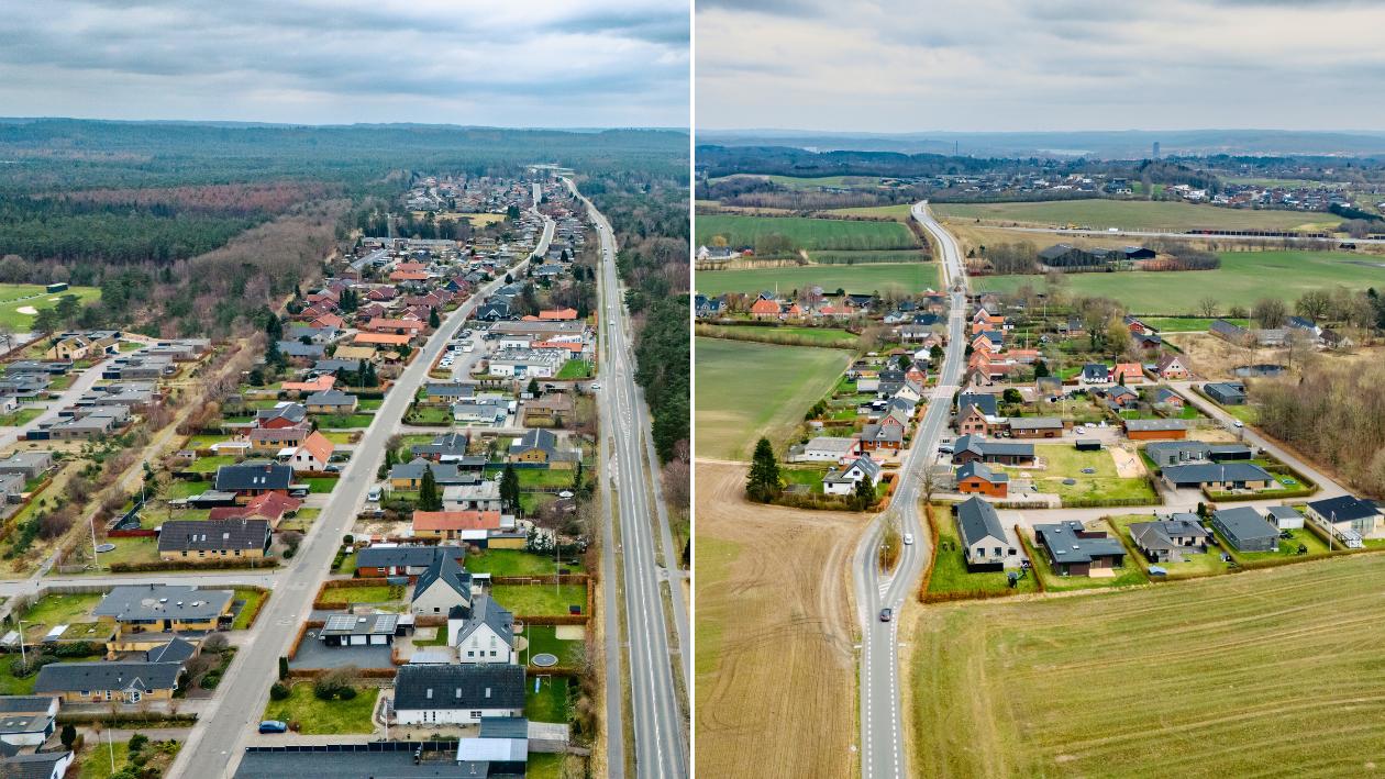 Luftfotos af Resenbro/Skærbæk og Øster Bording